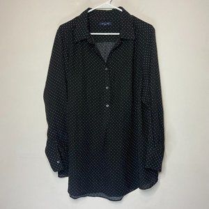 Lands' End Black Polka Dot Blouse